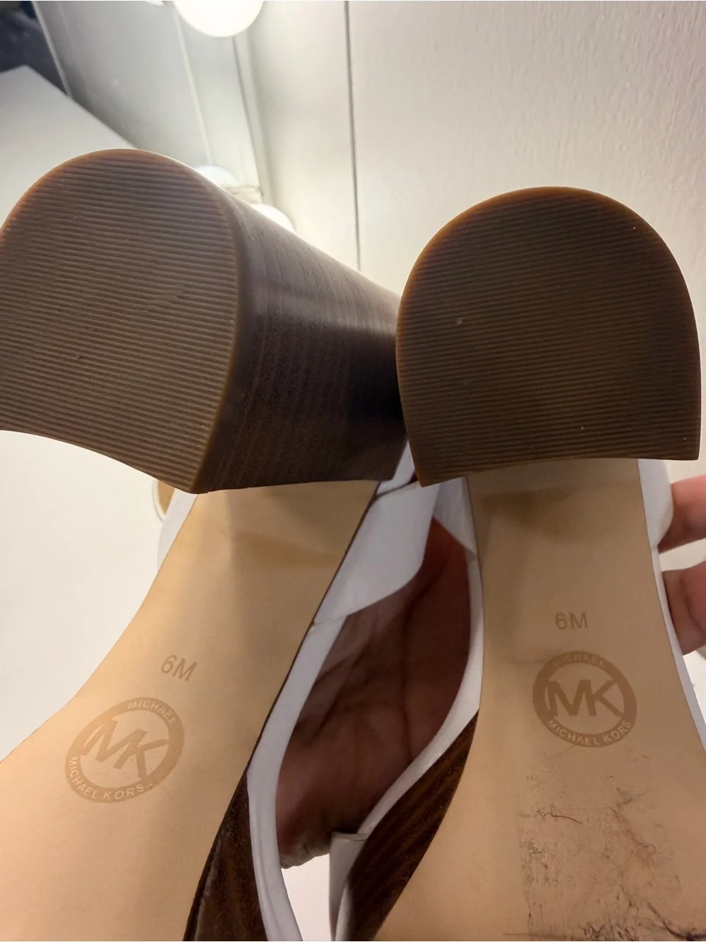 Michael Kors White Leather Platform Ankle-Strap Wedges